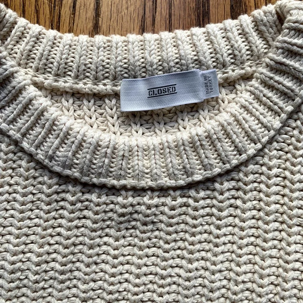 Closed Brand Cotton Button Detail Sweater Cream Chunky Knit XS - Picture 2 of 8